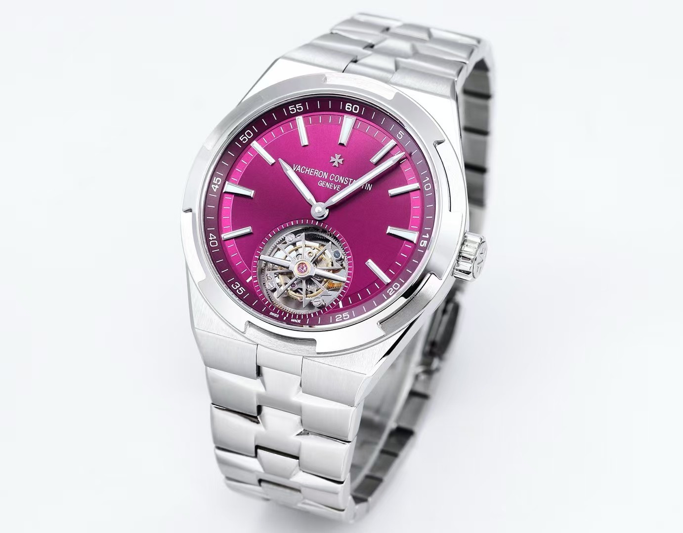 8463-f7eeee38e34f313c6d31074ebb950d14e64342b01c408b3a72c667fc5c8dda10 Vacheron Constantin Overseas Stainless steel Blue 42.5X13.5 mm Tourbillon Configuration 5D7513 1:1 Superclone