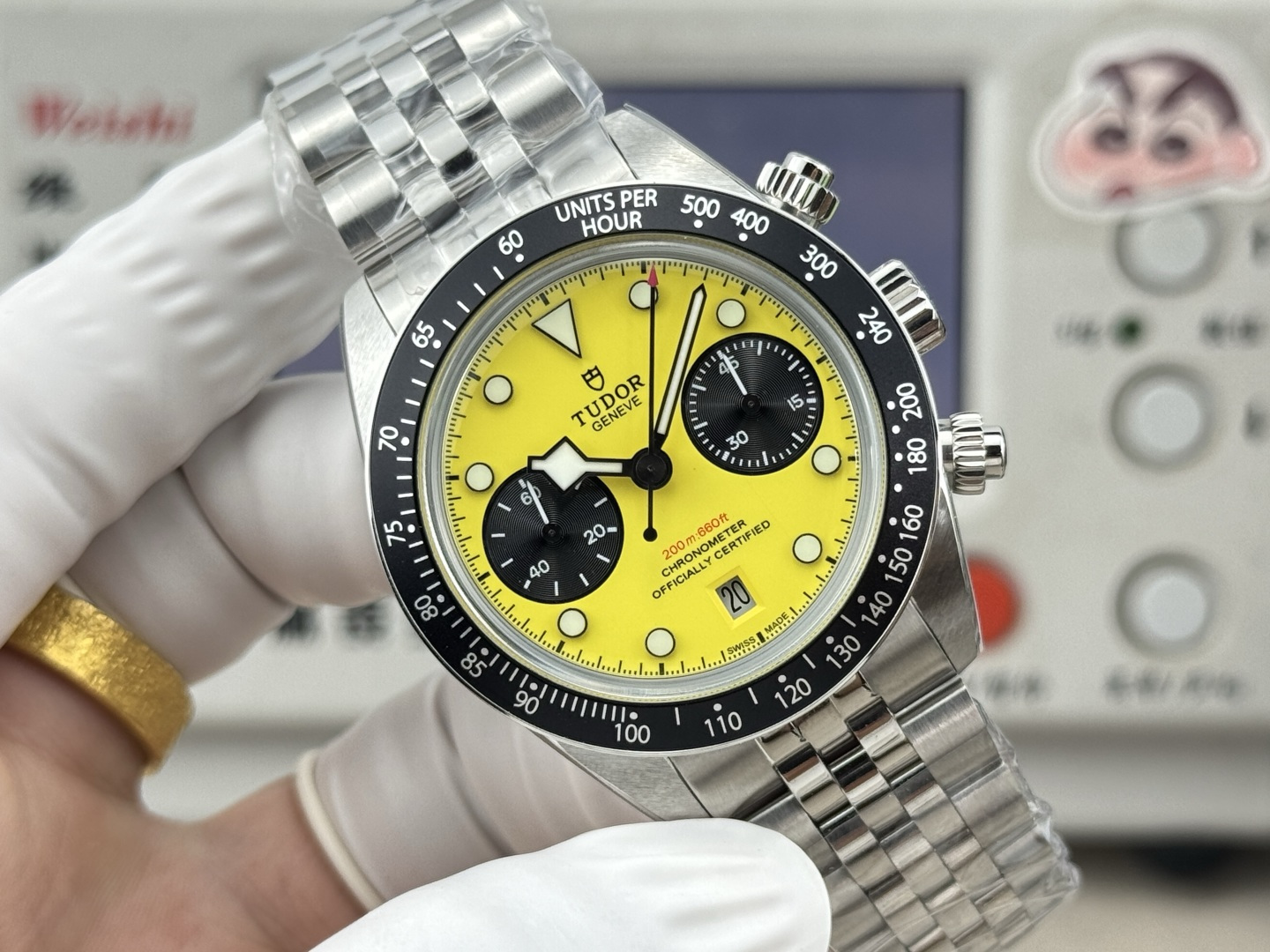 Tudor Black Bay Stainless steel Yellow dial Stainless-steel bracelet 39 mm Configuration FDD96F 1:1 Superclone
