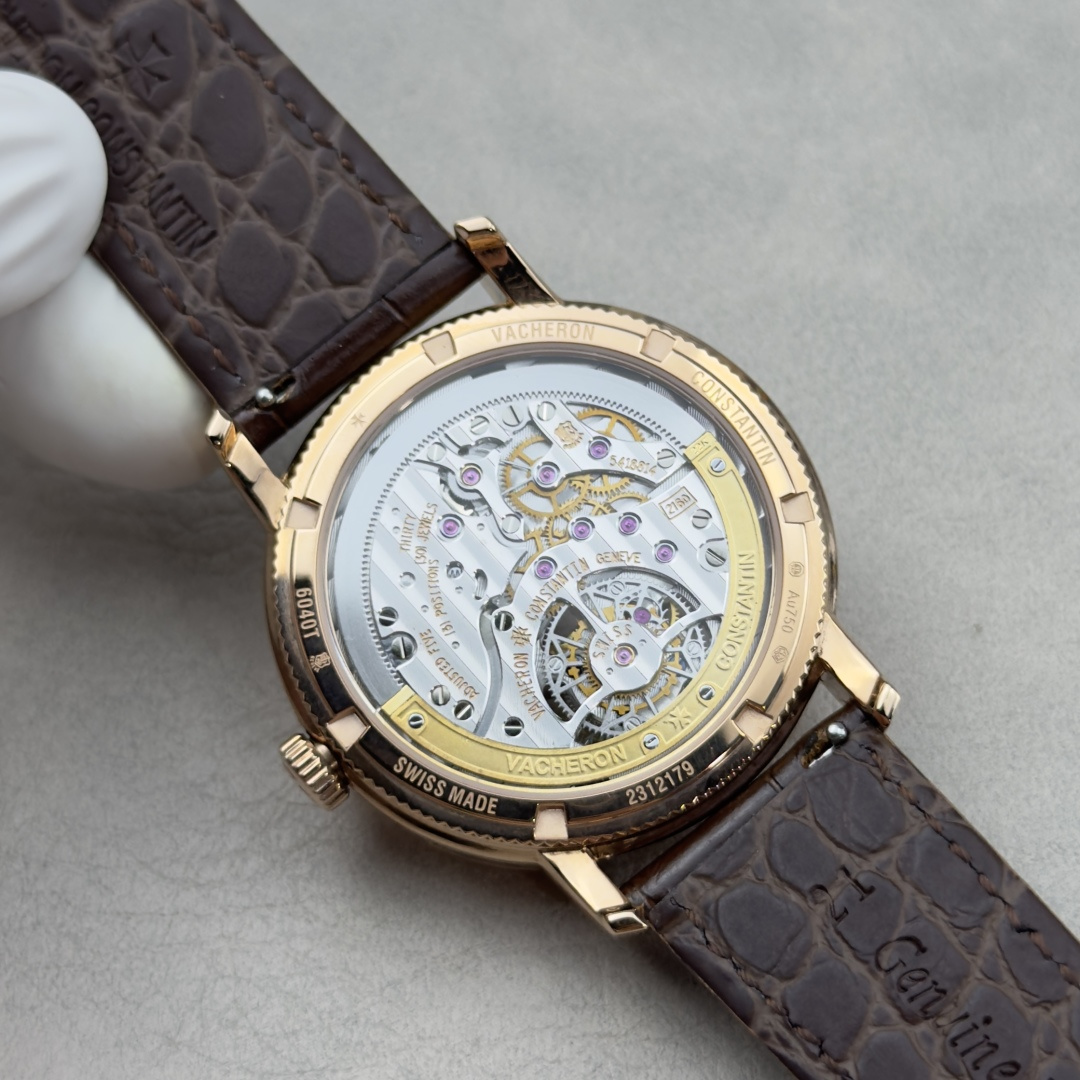 15779-b6824e283dd2ecc9035563097c034b32ae888728eedfa4dbf16f4883f8373e4e Vacheron Constantin Traditionnelle Rose-gold tone Black dial 41 mm Tourbillon Manual-wind ANT Factory Configuration 3E5548 1:1 Superclone