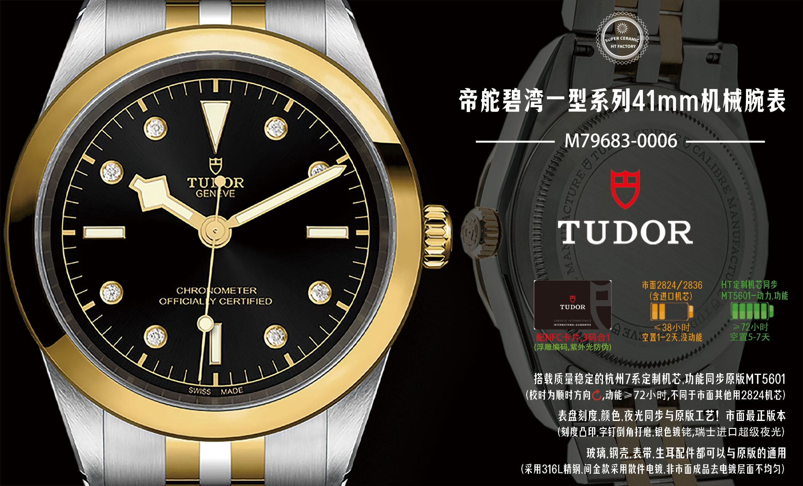 Tudor Black Bay 22 mm HT Factory Configuration E124DF 1:1 Superclone